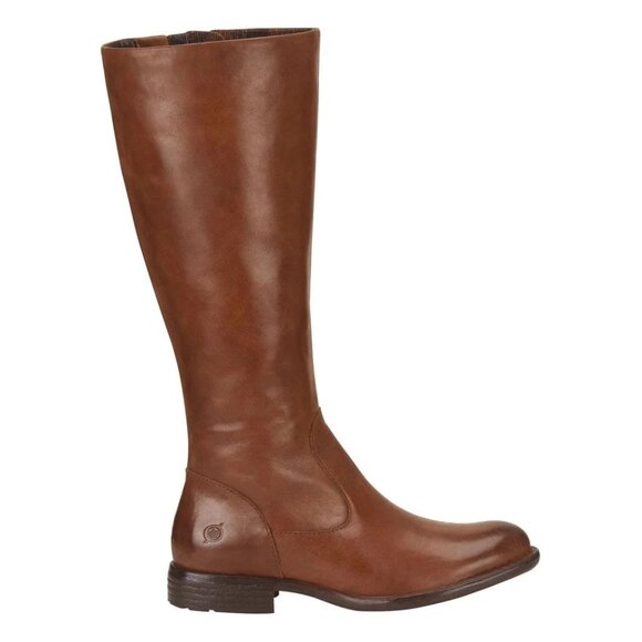 $280 BORN NORTH LEATHER BROWN BOOT TALL KNEE HIGH RIDING WIDE CALF 9.5 (TPO5) - Picture 1 of 8